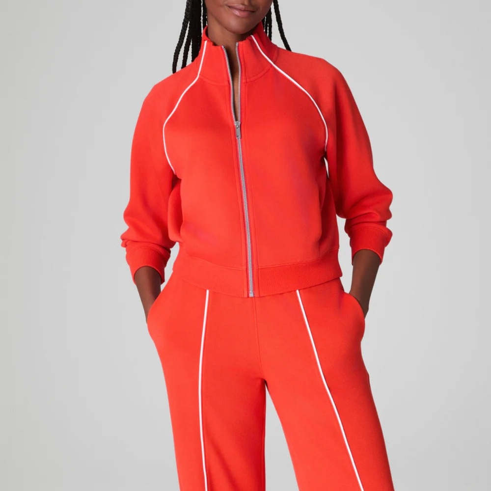 SPANX Women's Vibrant Red Track Jacket and Joggers 2 piece set